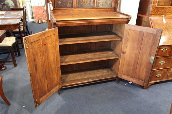 A Victorian aesthetic movement inlaid oak chiffonier designed by A.W.Blomfield and illustrated in Eastlakes Hints W.3ft 3in. D.1ft 6in